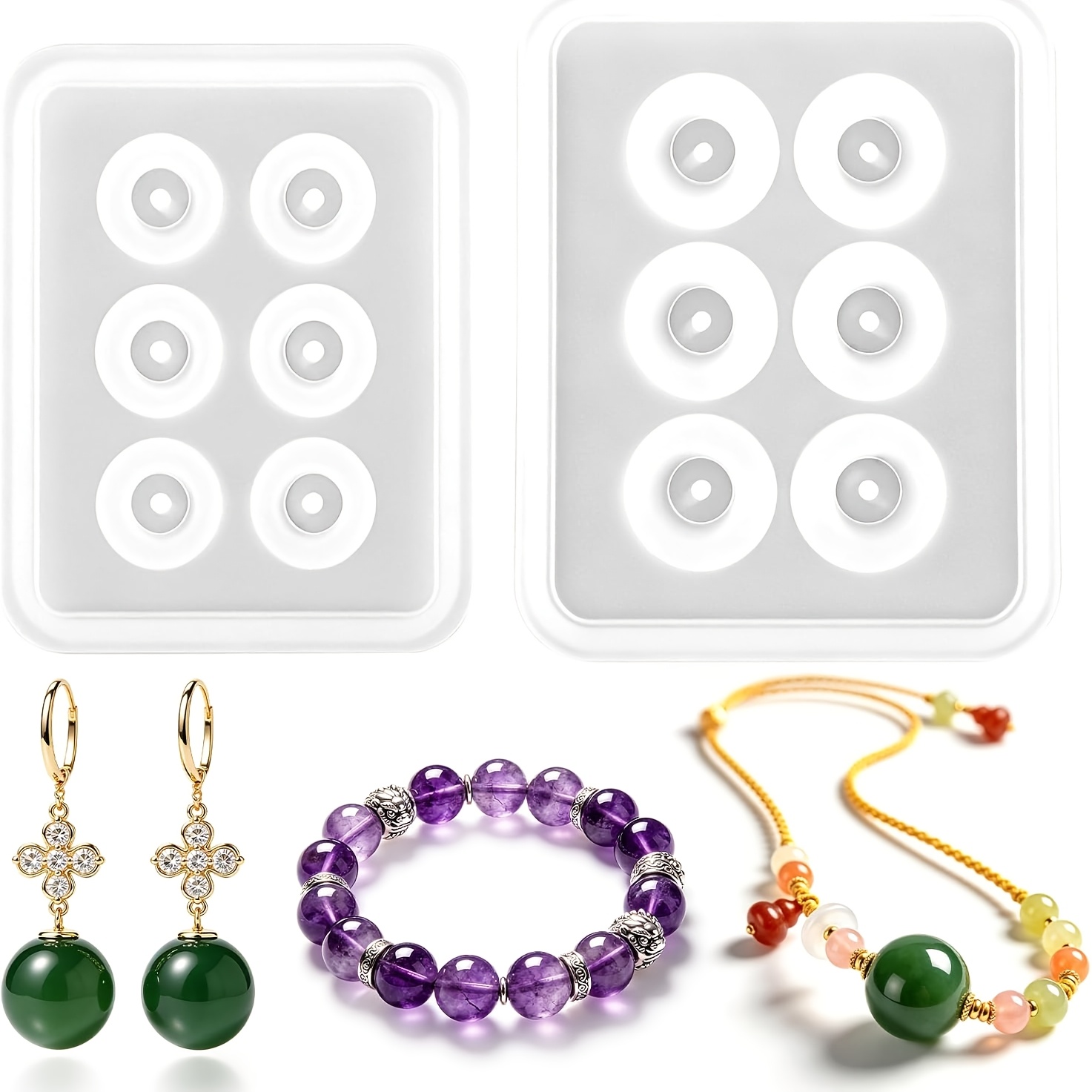 Resin Art Jewellery - Deux moules sphériques perforés en silicone,