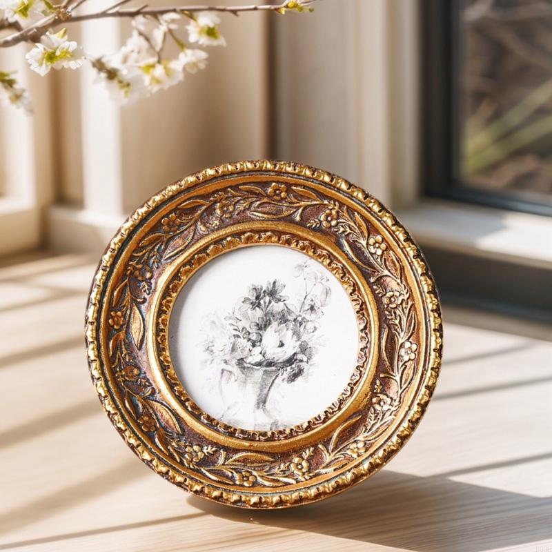 Resin Art Photo Frame - Cadre Photo rond en Bronze Antique