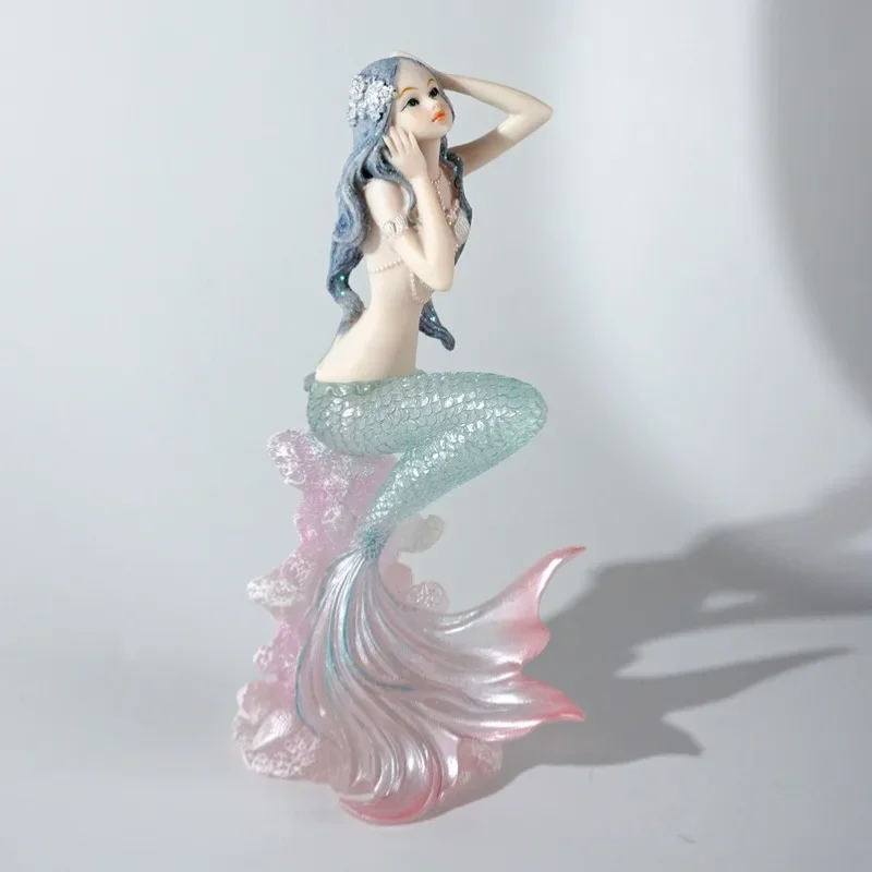 Resin Art Beach - Figurine de sirène en résine exquise,