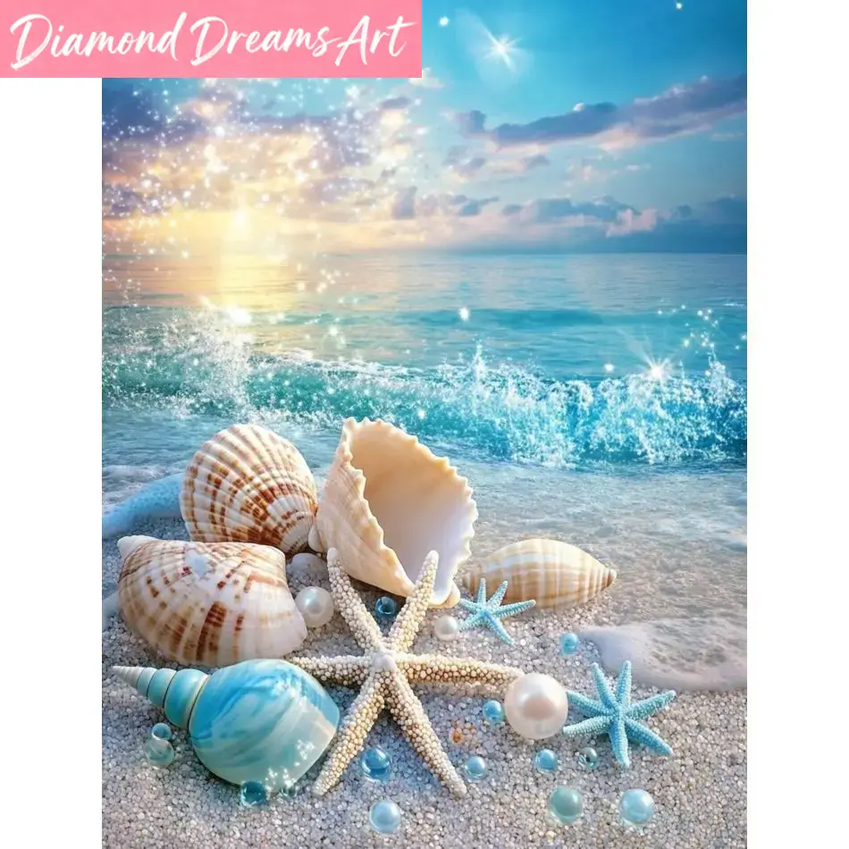 Resin Art Beach - Kits de peinture diamant sans cadre,