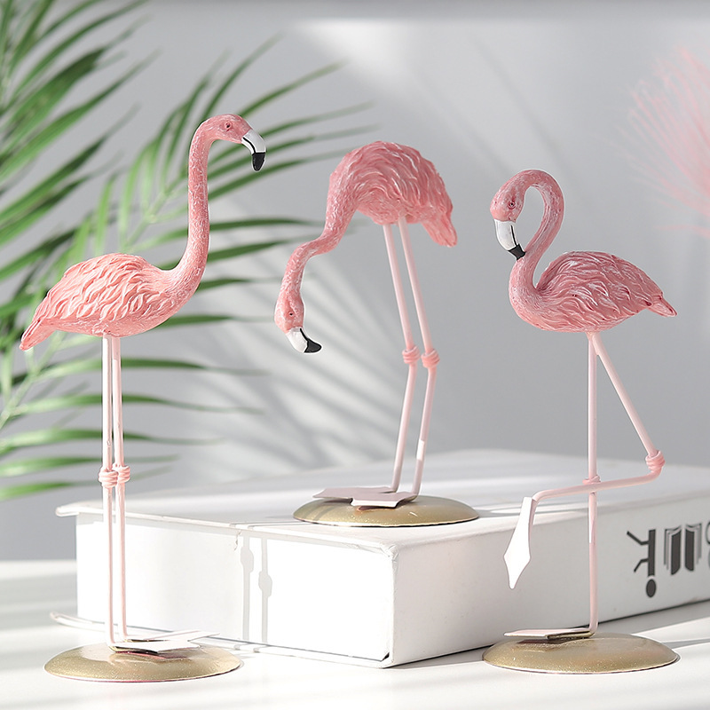 Resin Art Gift For Wedding - Figurines de flamants roses, 3 pièces,