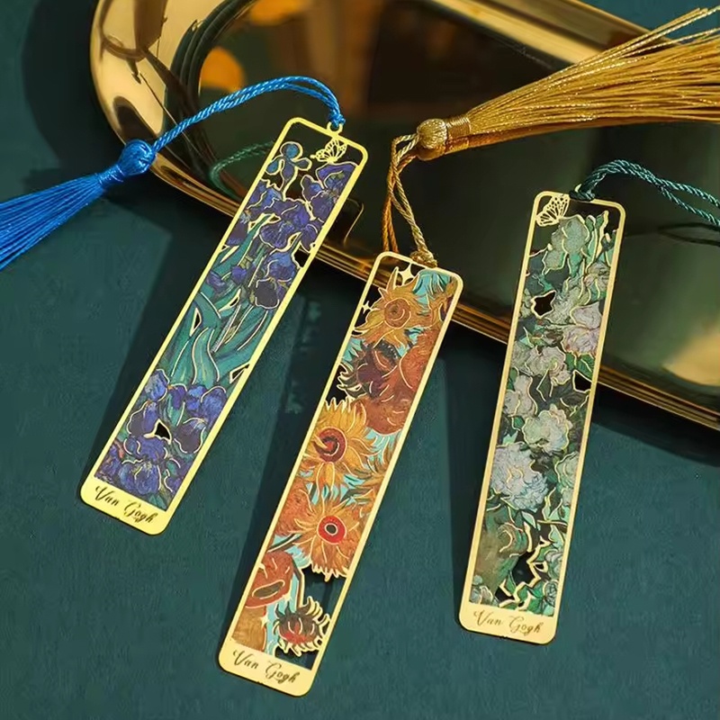 Resin Art Bookmark - Marque-pages métalliques vintage à motif peinture,