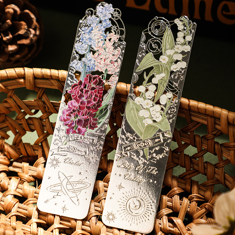 Resin Art Bookmark - Marque-page rétro en métal creux, série