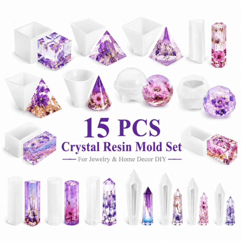 Resin Art Jewellery - Ensemble de 15 moules en silicone