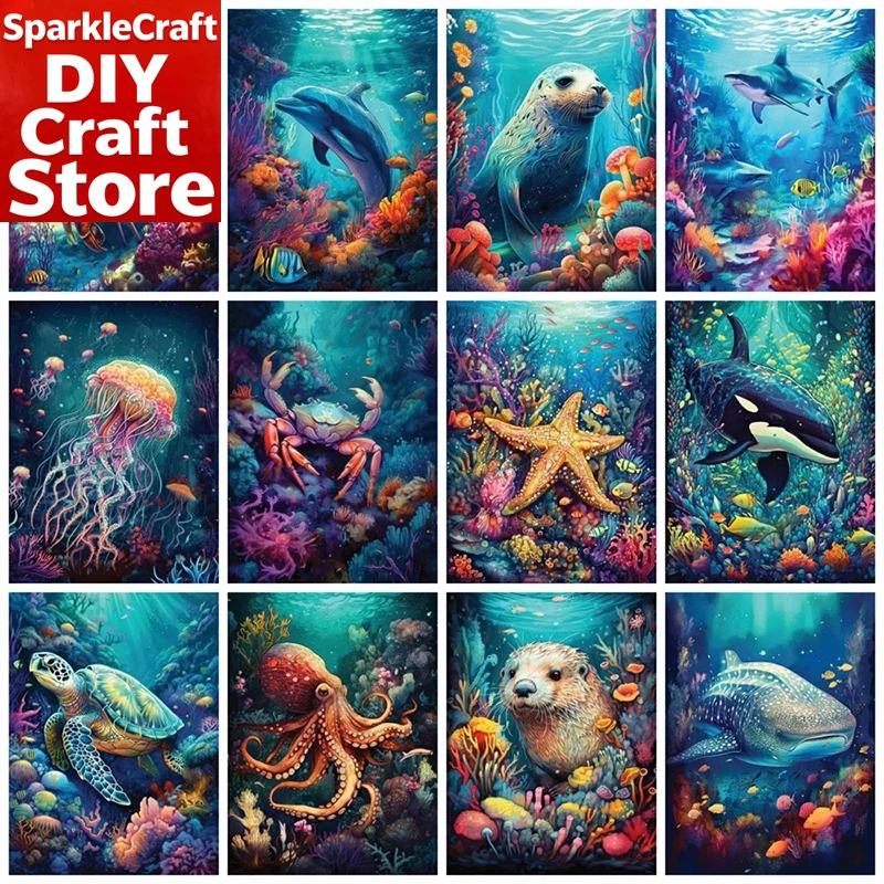 Resin Art Beach - Kits de peinture diamantée sans cadre,