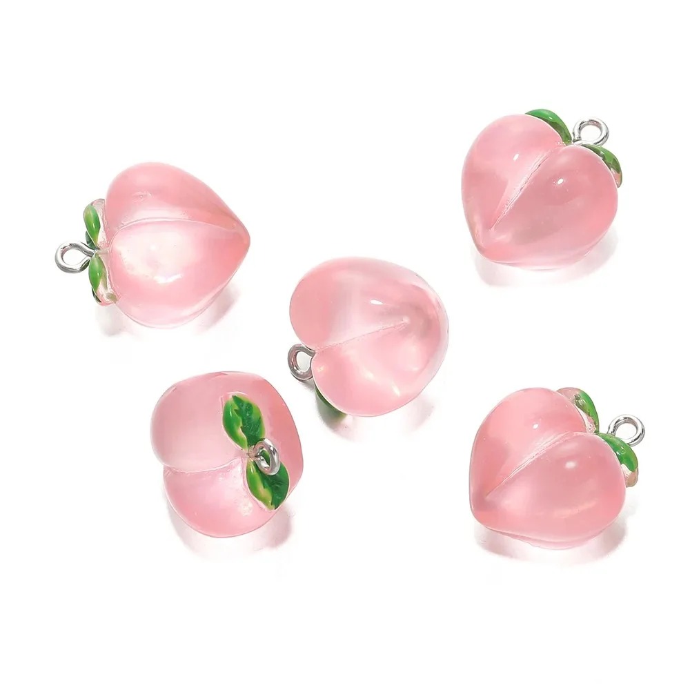 Resin Art Pendant - Breloques en résine transparente rose pêche,