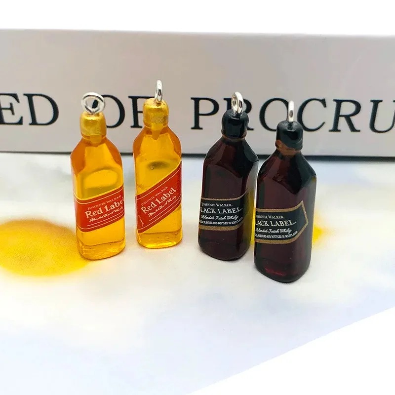 Resin Art Pendant - 10 Breloques Mini Bouteilles de Vin