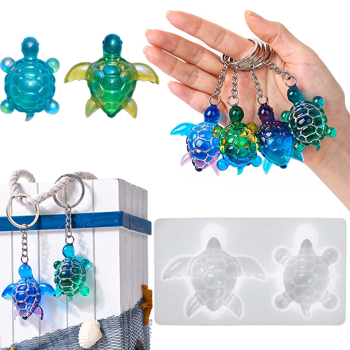 Resin Art Acrylic - Porte-clés tortue de mer 3D, moule
